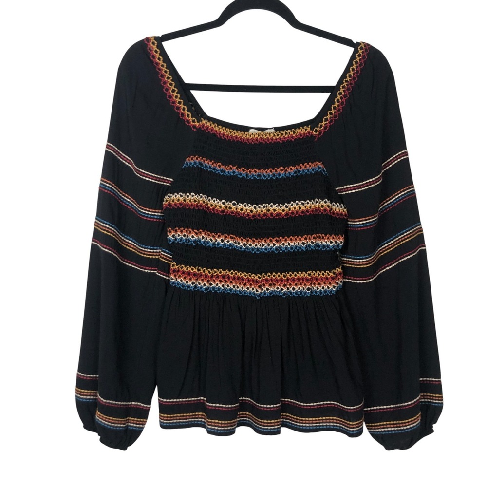 Savanna Jane Embroidered Peplum Blouse Top Size S Boho Bohemian Western Feminine
